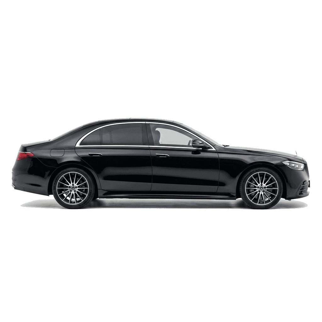 Black Mercedes S-Class parked waiting for a VIP passenger