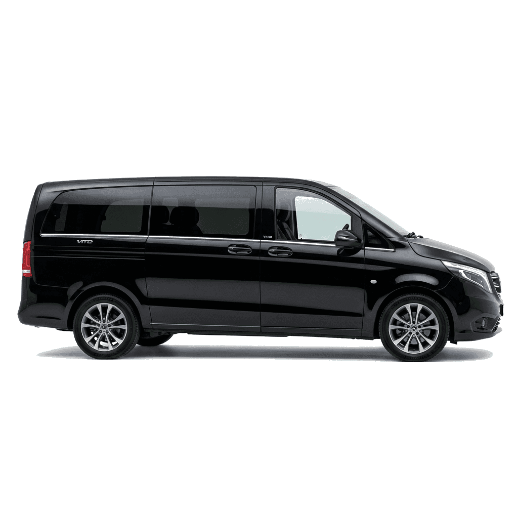 Black Mercedes Benz Vito parked waiting for a VIP passenger