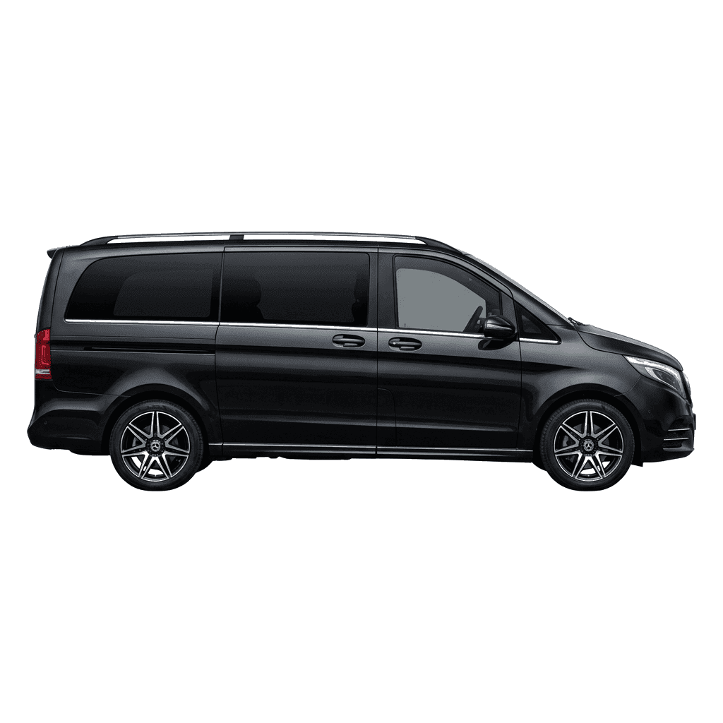 Black Mercedes V-Class parked waiting for a VIP passenger